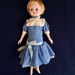 Elegant Blue Dress Doll with Cream Accents